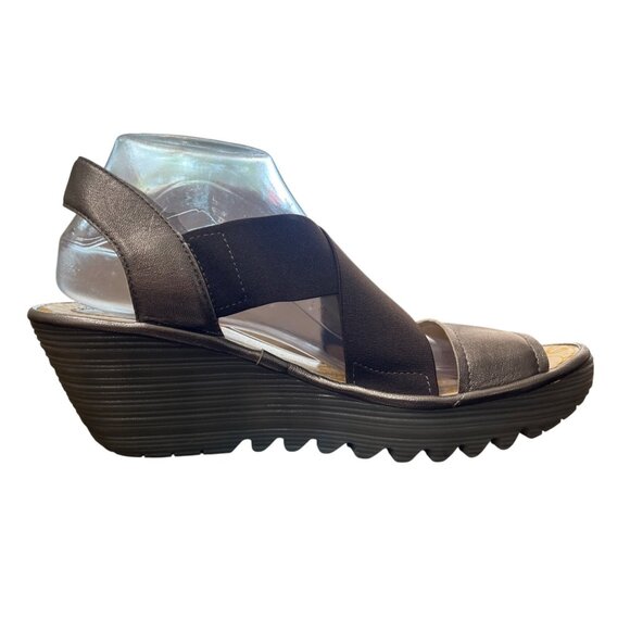 Fly London Wedge Sandals Brown Strappy Womens Size 41/ US 10 - Picture 5 of 9